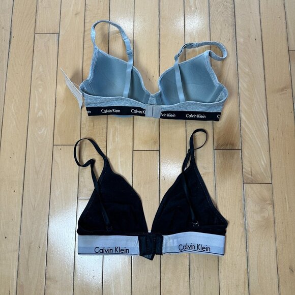 NWT CALVIN KLEIN Padded Grey Knit Bra Size 34B + Free Black Bra Size Small - Picture 5 of 9